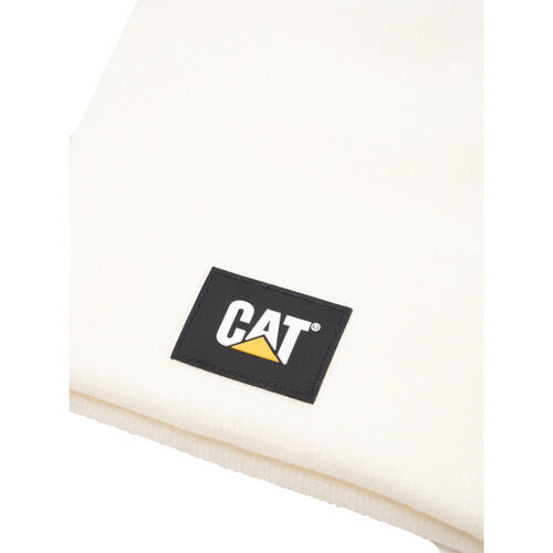 Gorro Blanco CAT Label Cuff Beanie Cream Suave y Cálido