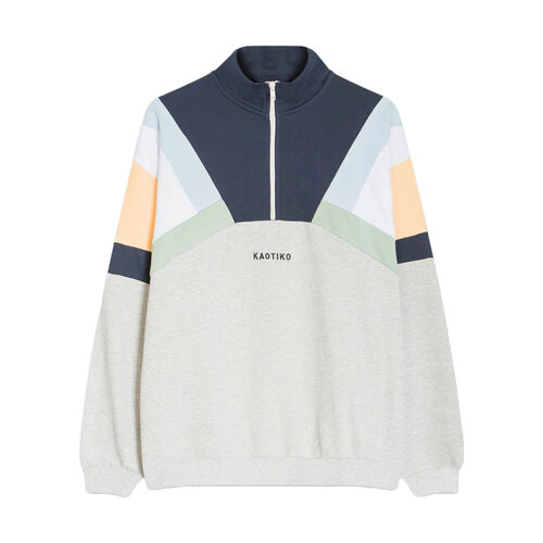 Sudadera Multicolor Kaotiko Crew Aleck Gray, Navy, Vinilla, Fresh Green Suave y Cómoda  M