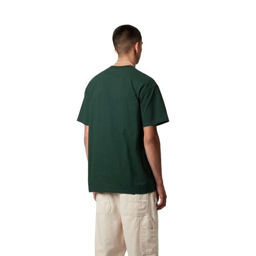 Camiseta Verde Carhartt American Script T-Shirt Conifer de Corte Holgado XS