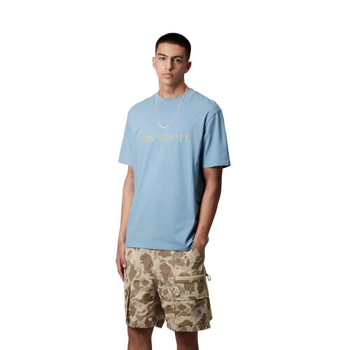 Camiseta Azul Carhartt Script T-Shirt Bluebird - Fleur De Sel XS