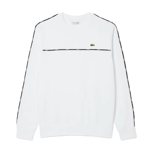 Sudadera Blanca Lacoste de Felpa de Algodón con Ribete de Logotipo S