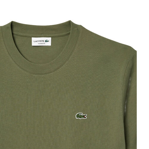 Camiseta Verde Lacoste de Corte Clásico de Punto de Algodón S