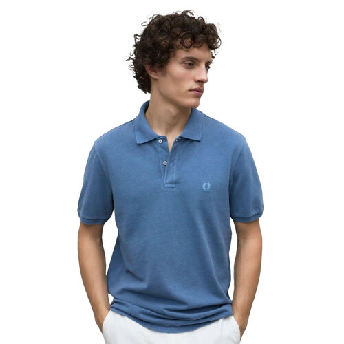 Polo Azul de Manga Corta Ted Ecoalf Light Indigo de Fit Regular S