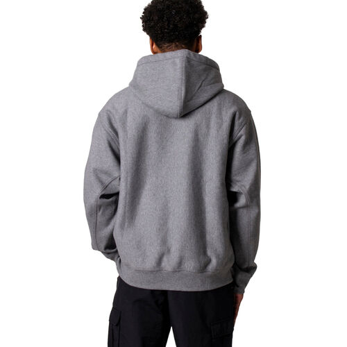 Sudadera Gris Con Capucha Carhartt Hooded American Script Sweatshirt Grey Heather Silueta Amplia Y Holgada M