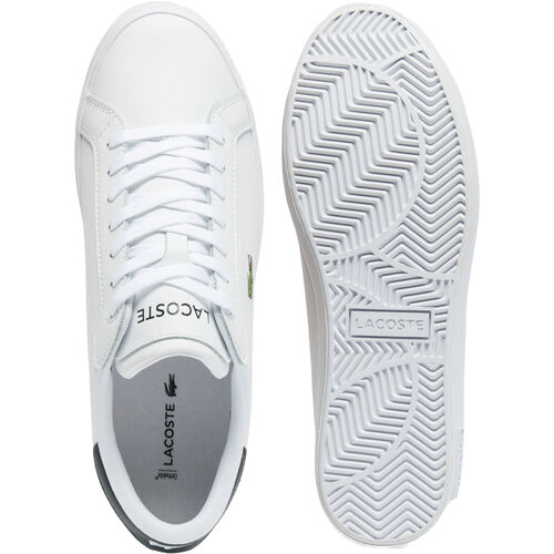 Zapatillas Blancas Lacoste Powercourt White Con Cocodrilo Cómodas y Ligeras 40