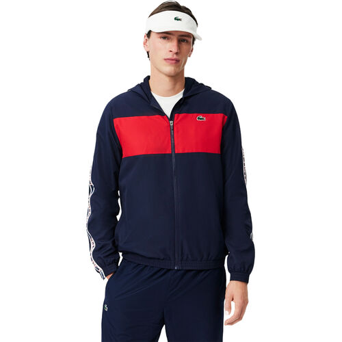 Chaqueta Azul Lacoste Deportiva Con Bloques De Color Y Cinta De Logotipo S