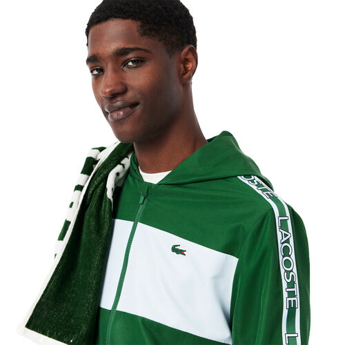 Chaqueta Verde Lacoste Deportiva Con Bloques De Color Y Cinta De Logotipo S