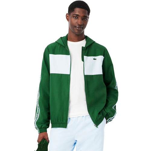 Chaqueta Verde Lacoste Deportiva Con Bloques De Color Y Cinta De Logotipo S