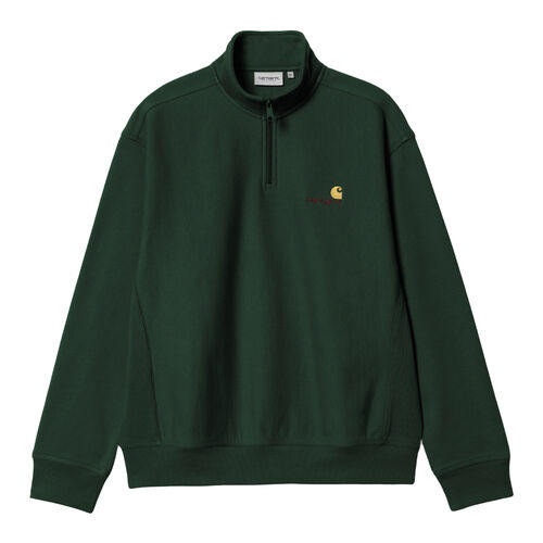 Sudadera Verde Carhartt Media Cremallera Half Zip American Script Sweatshirt Conifer S