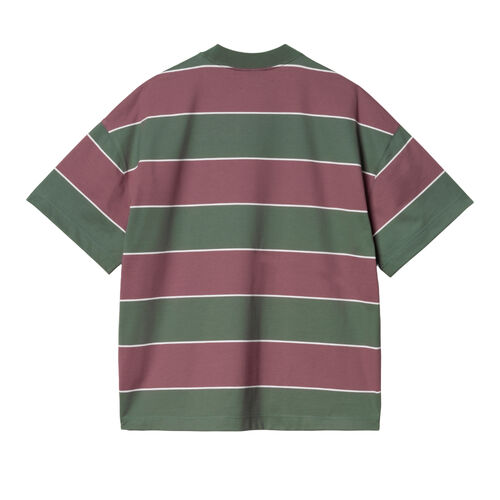 Camiseta de Rayas Verde y Morado Carhartt Quinby T-Shirt Quinby Stripe Silver Pine XS