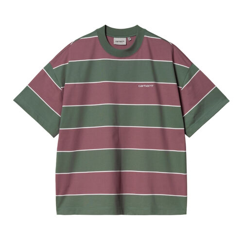 Camiseta de Rayas Verde y Morado Carhartt Quinby T-Shirt Quinby Stripe Silver Pine XS