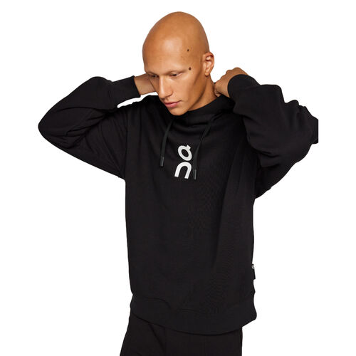 Sudadera Negra On Running Club Hoodie Black de Corte Holgado S