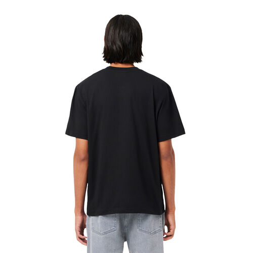 Camiseta Negra Lacoste de Corte Clásico de Punto de Algodón S