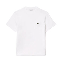 Camiseta Blanca Lacoste con Bolsillo en el Pecho Elegante y Deportiva S