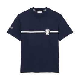 Camiseta Azul Marino Lacoste Estampada con Estampado de Tenis Clásico S