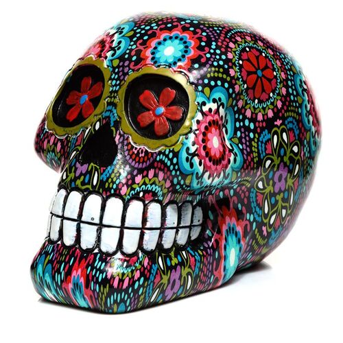 Figura Calavera Decorativa Mexicana Floral Puckator TU