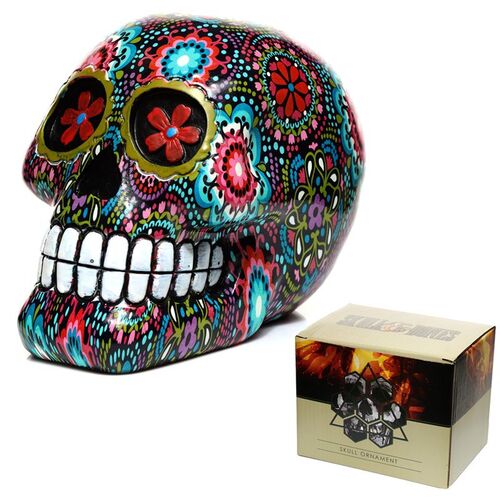 Figura Calavera Decorativa Mexicana Floral Puckator TU