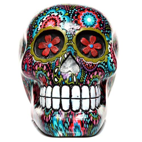 Figura Calavera Decorativa Mexicana Floral Puckator TU