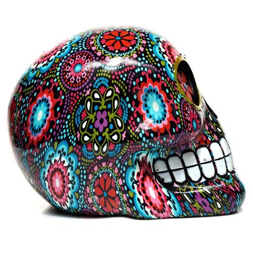 Figura Calavera Decorativa Mexicana Floral Puckator TU