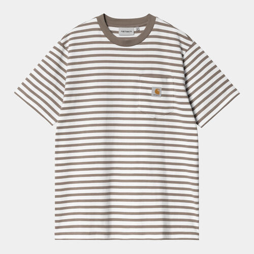 Camiseta Marrn de rayas Carhartt Seidler Pocket Branch - White L