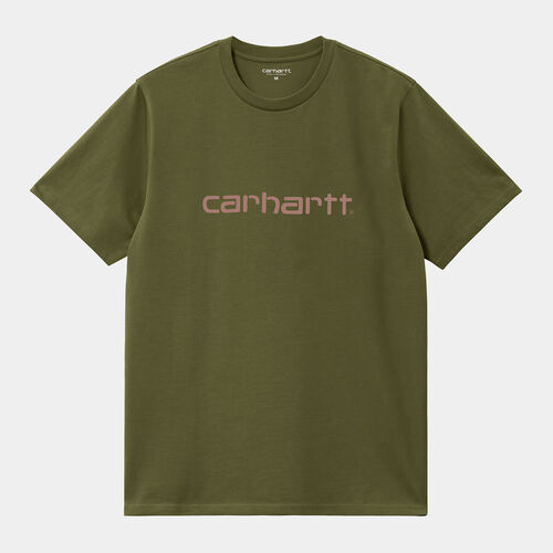 Camiseta Verde Carhartt Script T-Shirt Dundee/Glassy Pink S