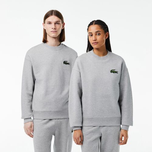 Sudadera Gris Lacoste Jooger Loose Fit con Insignia de Cocodrilo L