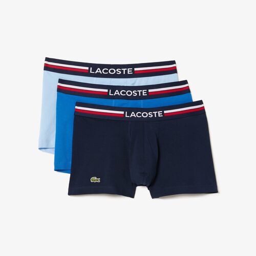 Pack 3 Calzoncillos Boxer Lacoste Azul con Cintura Tricolor  M