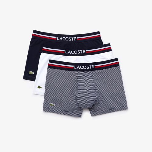 Pack de 3 Calzoncillos Azul-Gris-Blanco Lacoste Cintura Tricolor S