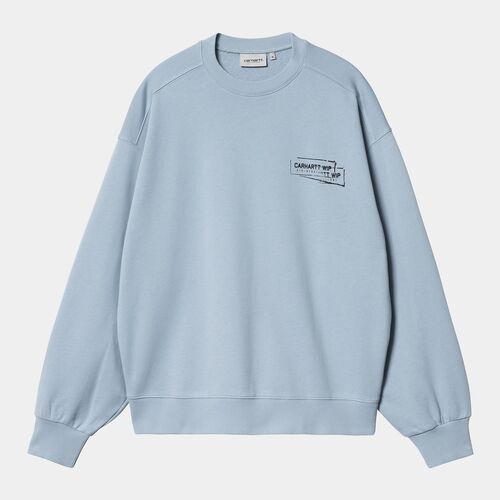 Sudadera Sin Capucha Azul Carhartt Stamp Sweat Misty Sky/Black XS