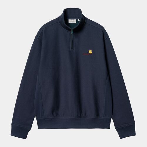 	Sudadera Azul Carhartt Half Zip American Script Sweatshirt Air Force Blue XS