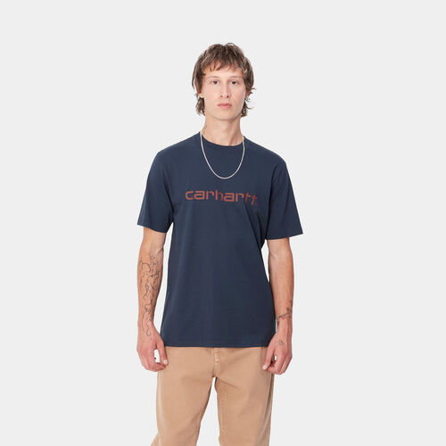 Camiseta Azul Carhartt Script T-Shirt Air Force Blue - Malbec XS