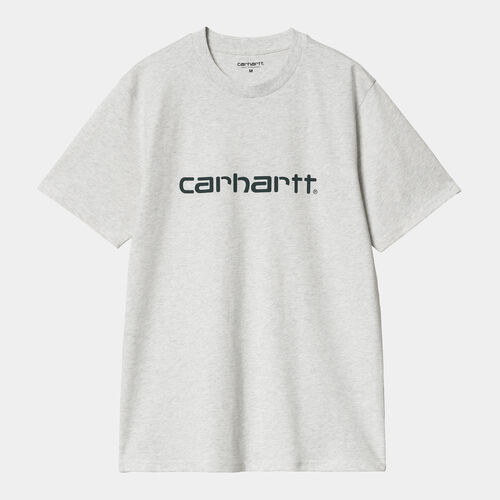 Camiseta Gris Carhartt Script T-Shirt Ash Heather - Duck Blue XS