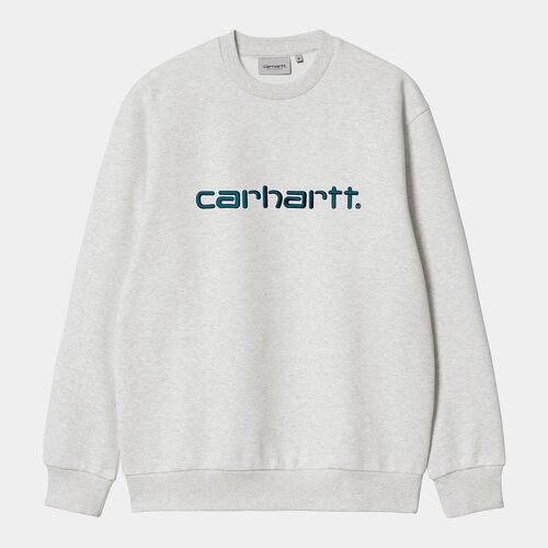 Sudadera Gris Carhartt sin capucha Sweat Ash Heather - Duck Blue XS