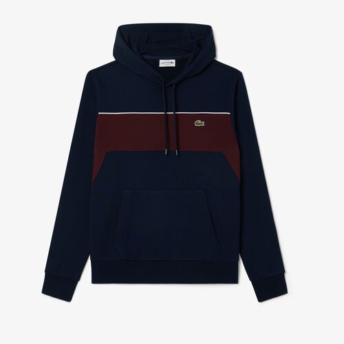 Sudadera Azul Lacoste con Capucha con Bloques de Color Azul Marino/Burdeos S