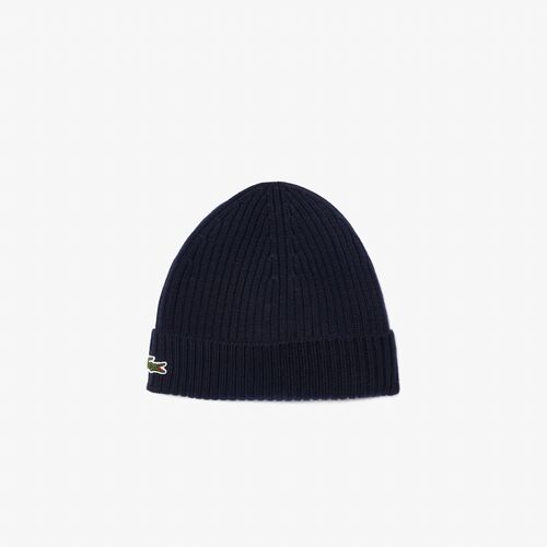 Gorro Azul Lacoste de Lana Acanalada 