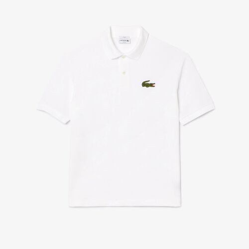 Polo Blanco Lacoste Manga Corta L.12.12 de Corte Holgado con Insignia M