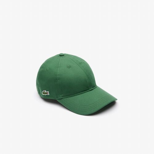 Gorra Verde Unisex Lacoste en Sarga de Algodón Ecológico 