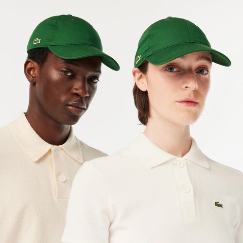 Gorra Verde Unisex Lacoste en Sarga de Algodón Ecológico 