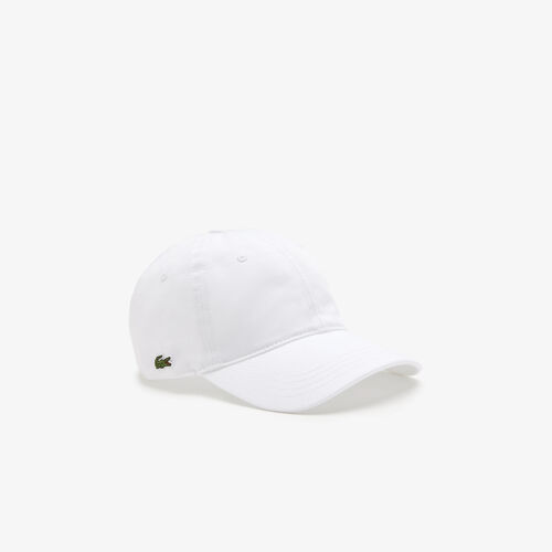 Gorra Blanca Unisex Lacoste en Sarga de Algodón Ecológico 