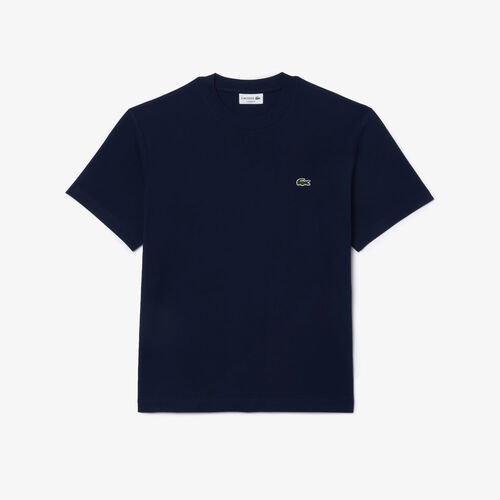 Camiseta Azul Marino Lacoste de Corte Clásico de Punto de Algodón S