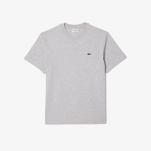 Camiseta Gris Lacoste de Corte Clásico de Punto de Algodón S