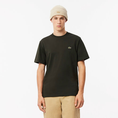 Camiseta Verde Khaki Lacoste de Corte Clásico de Punto de Algodón S