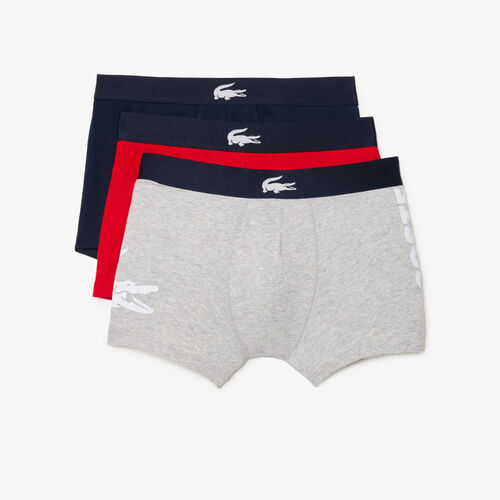 Pack 3 Calzoncillos Boxers Lacoste Gris, Rojo, Azul S