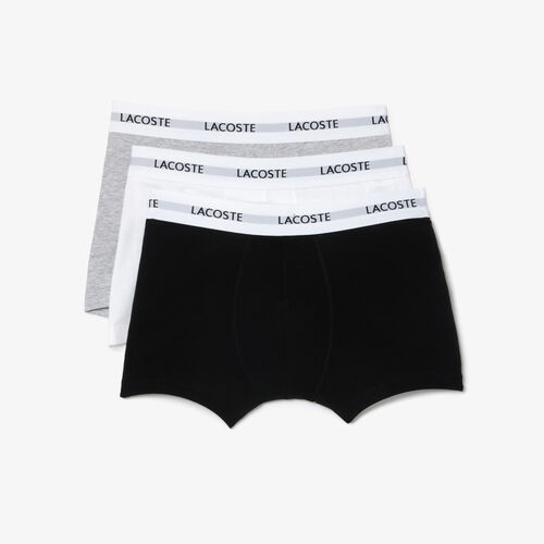 Pack 3 Calzoncillos Boxer Lacoste Courts Negro, Blanco, Gris S