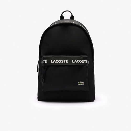 Mochila Negra Lacoste con Logotipo Neocroc